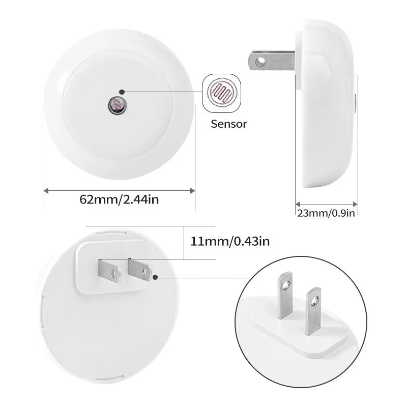 LED Night Light Plug in Dusk to Dawn Smart Sensor Auto Dim into Wall Night Lamp for Bathroom Hallway Kitchen Stairway Bedroom