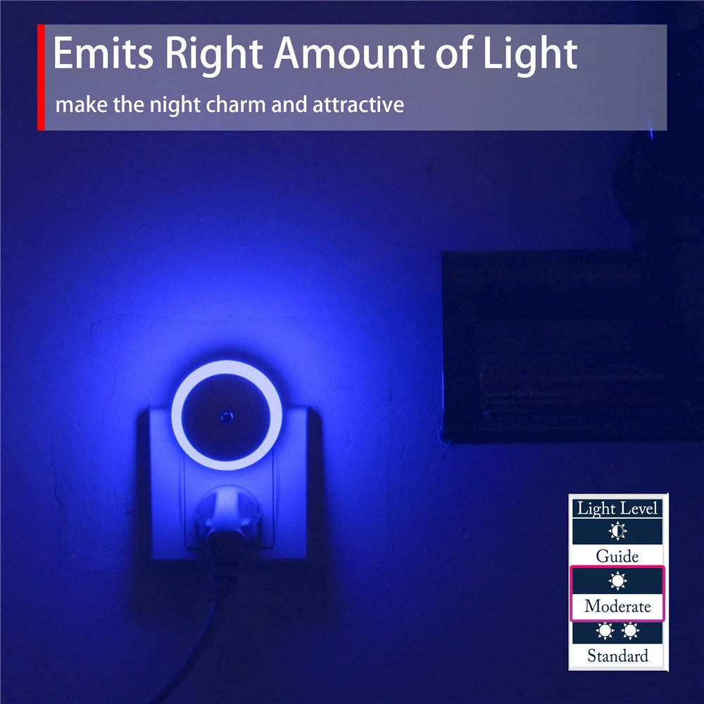 LED Night Light Plug in Dusk to Dawn Smart Sensor Auto Dim into Wall Night Lamp for Bathroom Hallway Kitchen Stairway Bedroom