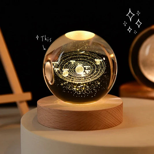 Creative Crystal Ball Night Light Galaxy Nebula Saturn Moon Lamp USB Luminous Atmosphere Light for Christmas Birthday Kid Gift